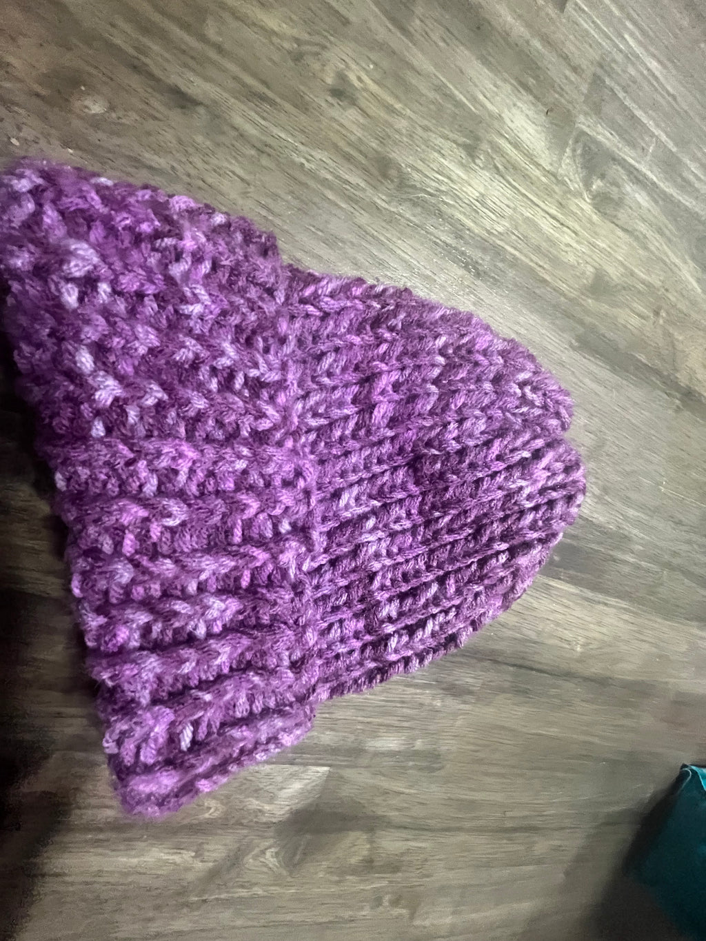 Purple knitted beanie