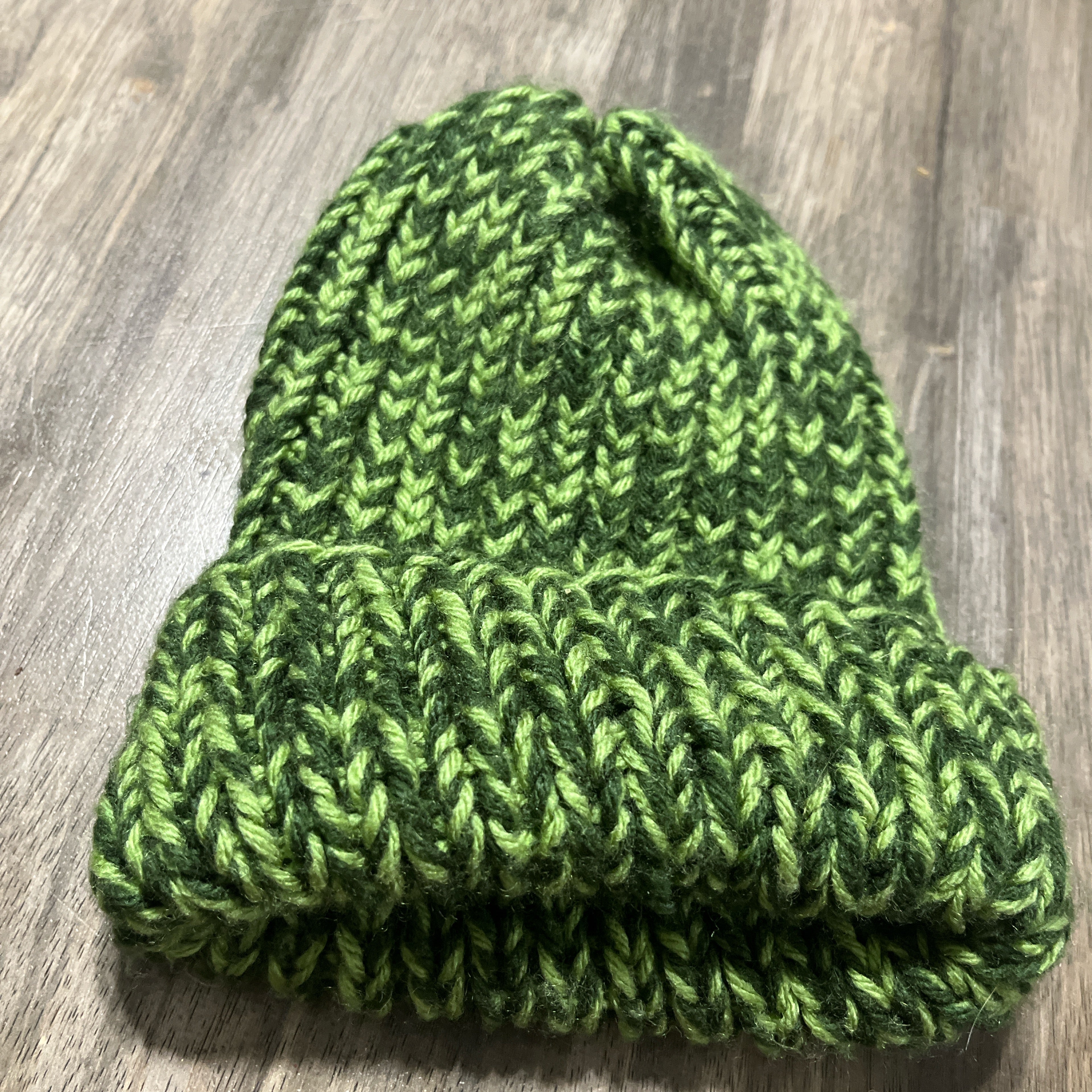 Light Green and Green Knitted Beanie