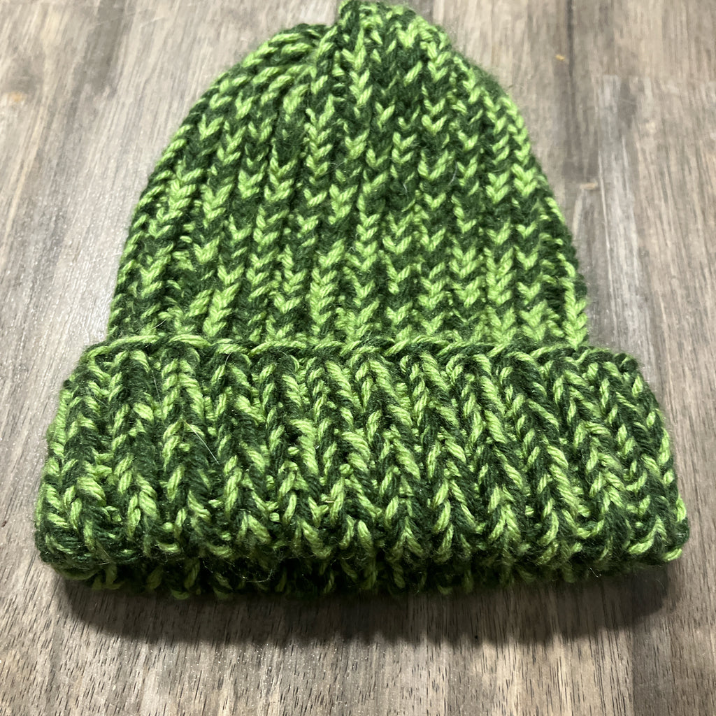 Light Green and Green Knitted Beanie