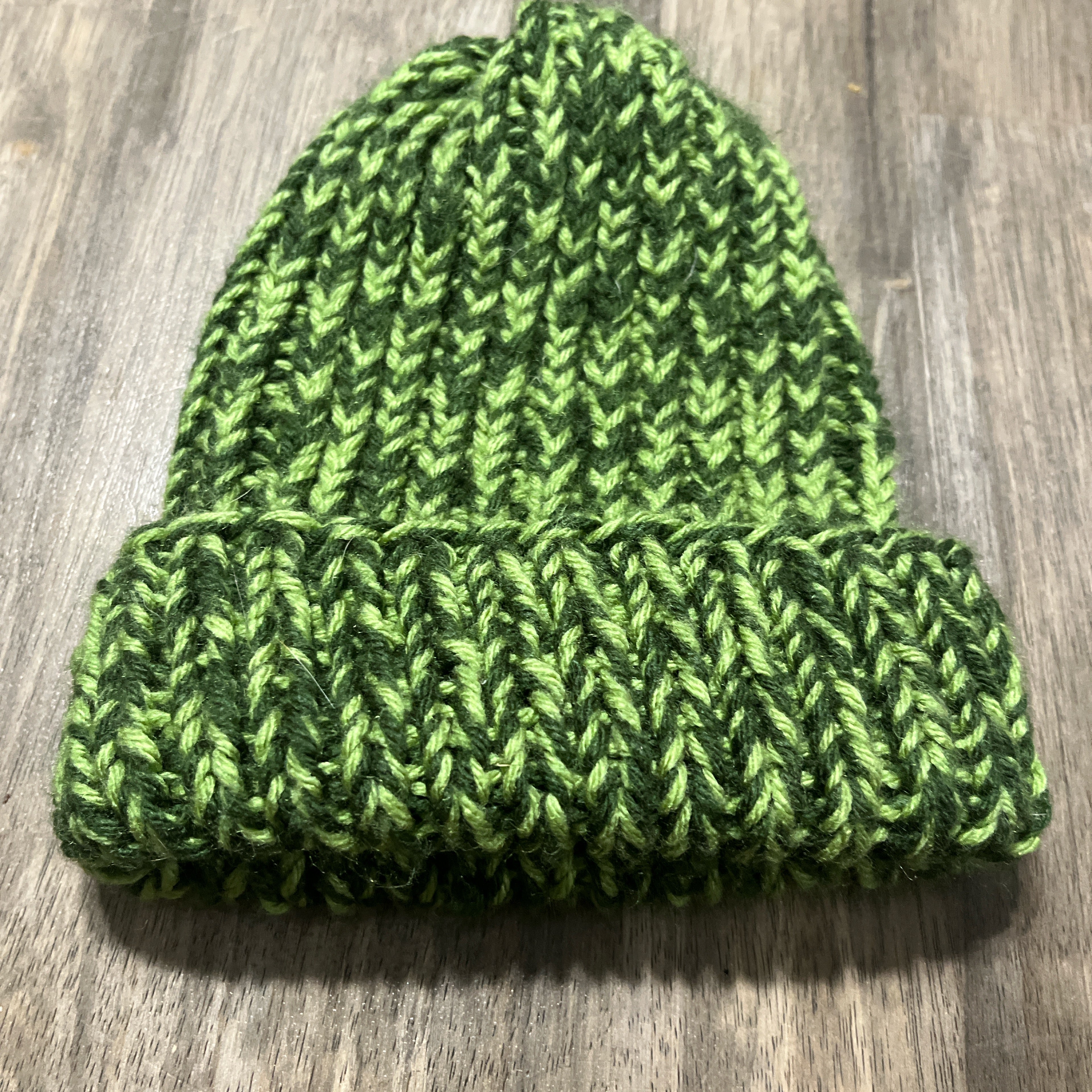 Light Green and Green Knitted Beanie