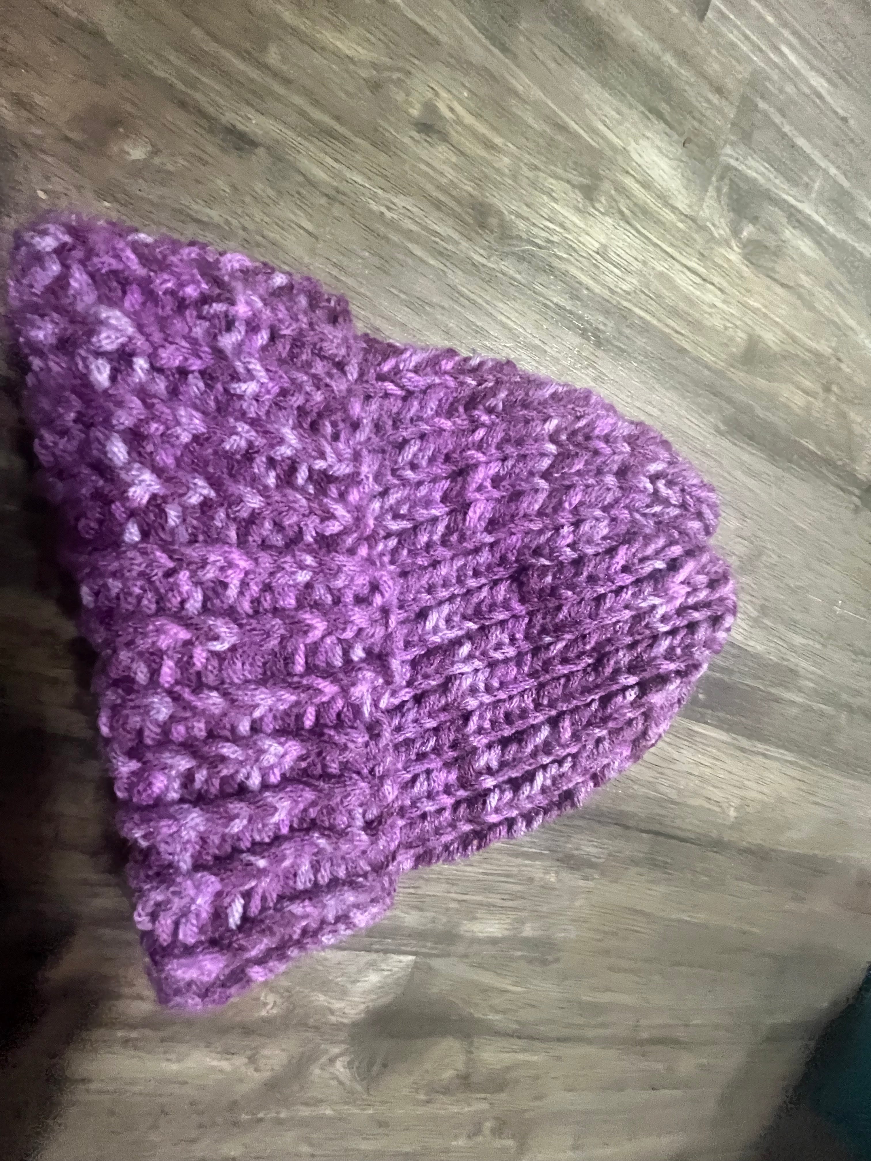Purple knitted beanie