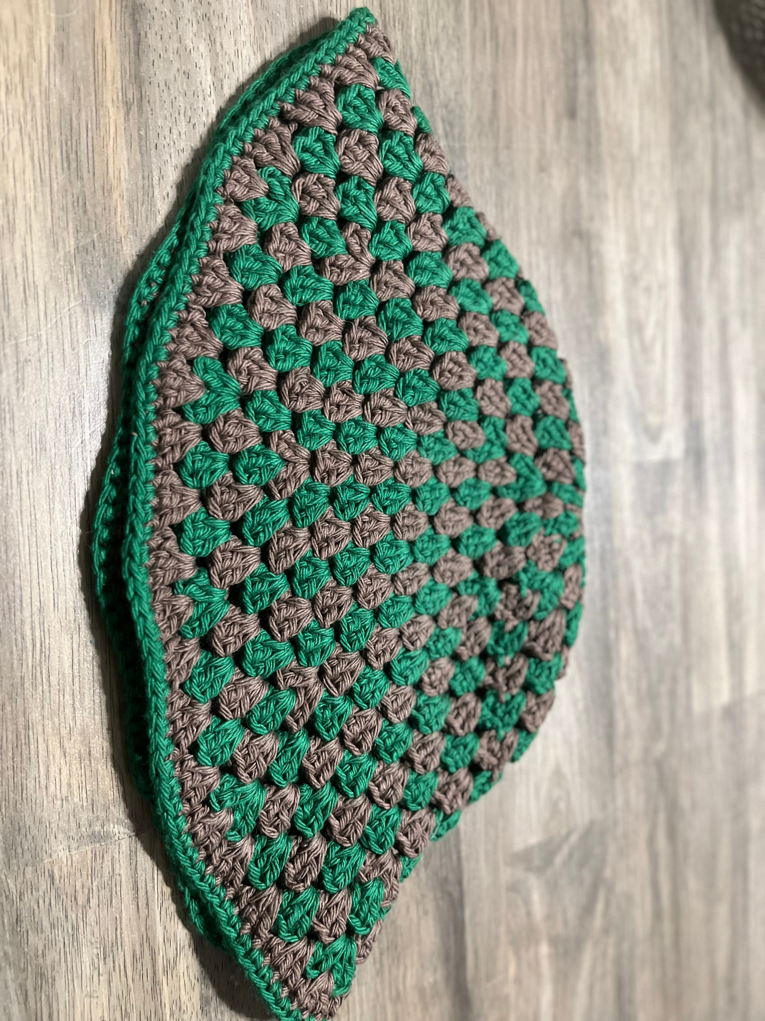 Green and brown striped bucket hat