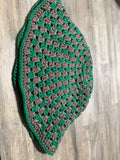 Green and brown striped bucket hat