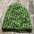 Brimless light green and green knitted beanie